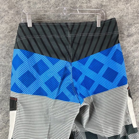 Molokai Board Shorts Size 36 Men's 100% Polyester Adults Blue Striped 2 - Picture 6 of 7
